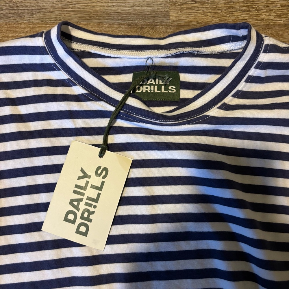 Daily Drills Navy and White Striped Cotton Long Sleeve - Picture 4 of 6